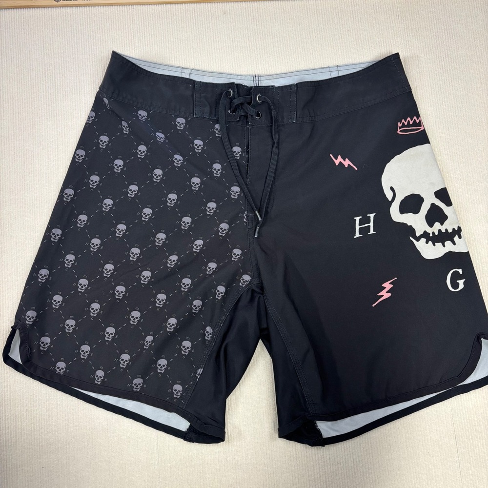 HVIII Brand Goods‎ Mens 36 Skull Graphic Board Shorts Black Pink Training